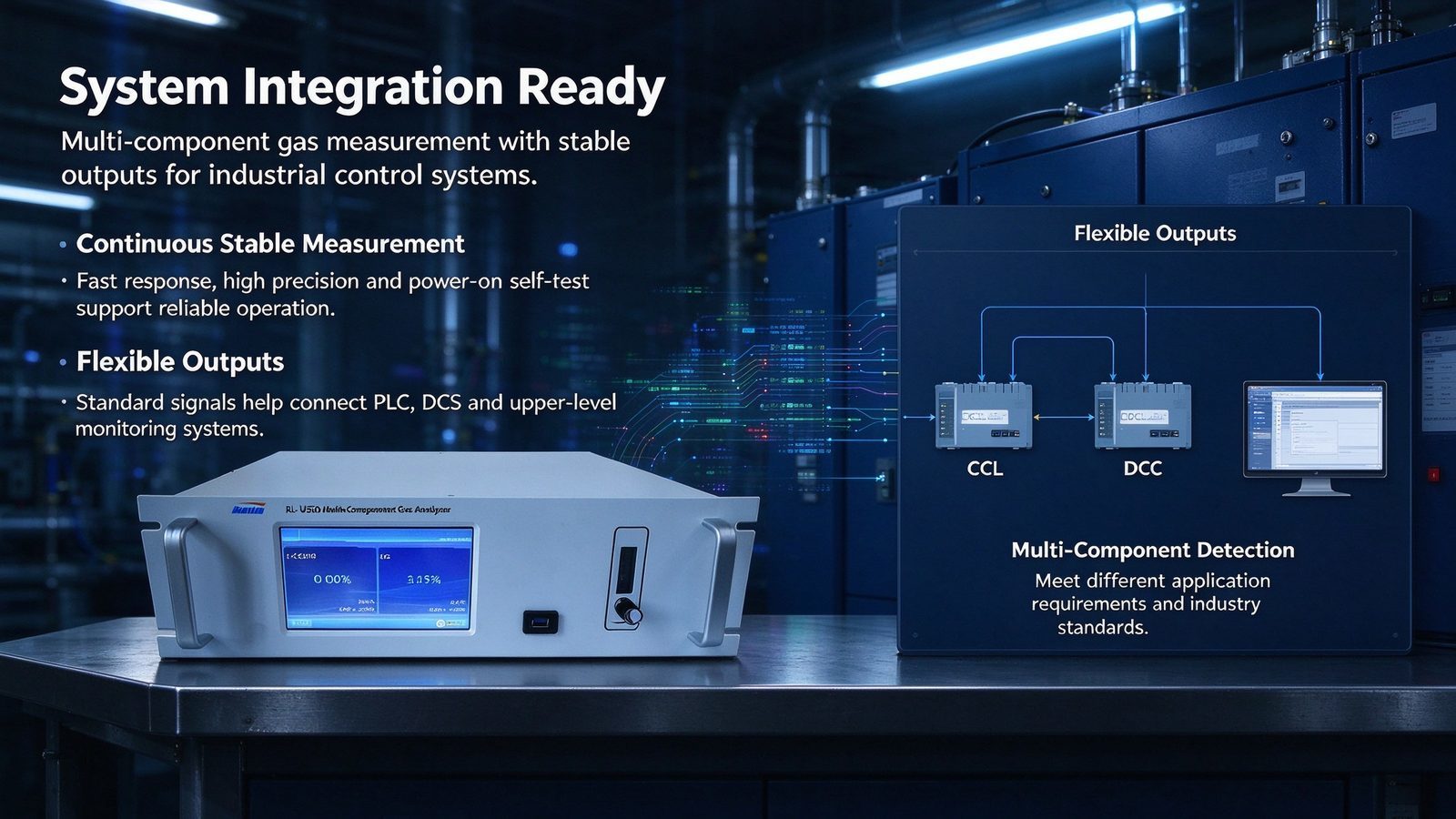 Customizable Multi Component Gas Analyzer O2 CO CO2 CH4 H2 H2S NH3 DP CnHm