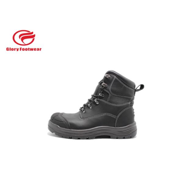 Full Grain Leather High Cut Steel Sole Safety Boots For Cold Place Comfortable