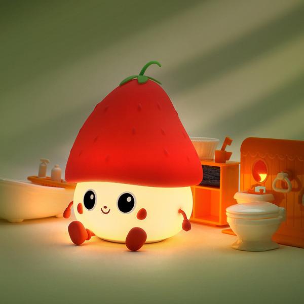 Night Light For Kids Cute Silicone Nursery Strawberries Lamp For Baby And Toddler Kawaii Bedside Timer Lamp For Kid Room