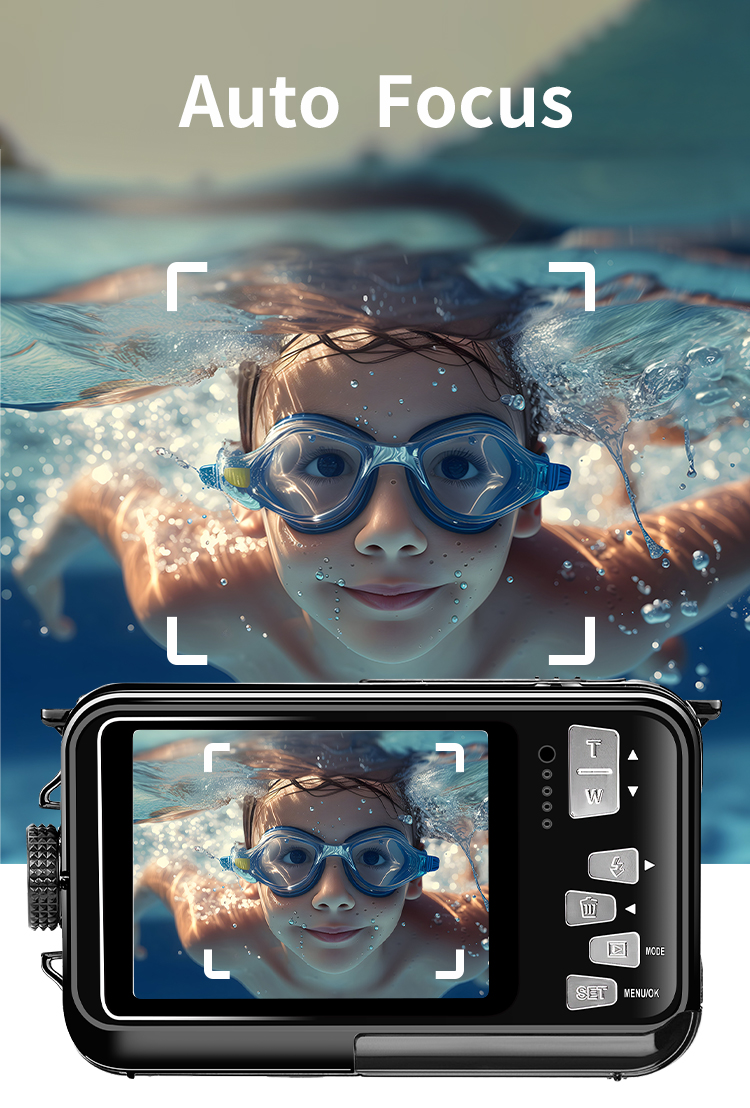 4K 56MP HD Waterproof Camera 2.7'' Screen 10FT 3M Underwater Swimming Camera 16X Digital Zoom Camera for Snorkeling and  Diving