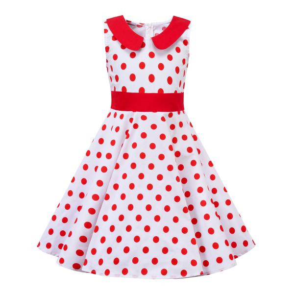 Girls Show Skirt Polka Dot Flower Doll Collar Retro Summer Children'S Clothing