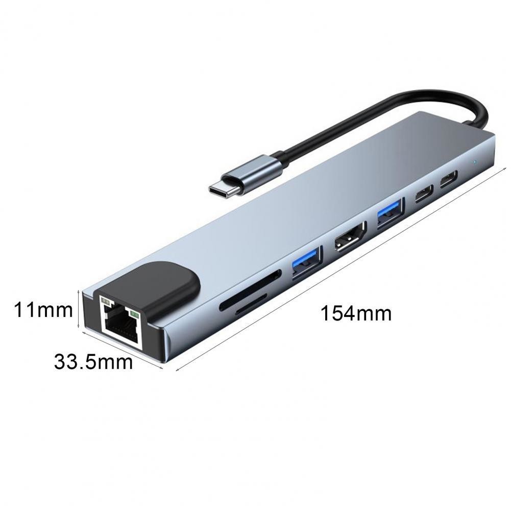 8 в 1 типе локальной сети переходника эпицентра деятельности USB c конвертера c Kabel Naar 4K 60hz