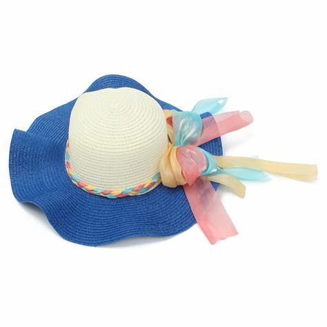 Mixed Color Wide Brim Straw Beach Hat For Summer Nylon Floral Strips Available