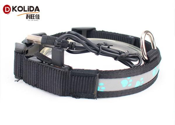Easy Walking USB Rechargeable LED Dog Collar Green / Blue / Pink With 65Mah Liuthium Battery