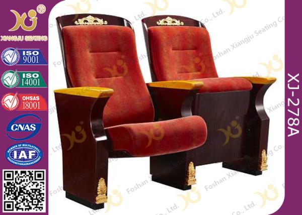 Original Wooden Decoration Church Hall Chairs / Auditorium Theater Seating