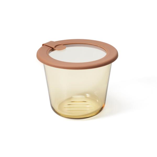 Amber Color Deep Glass Produce Storage Containers With Vented Glass Lid Bpa Free