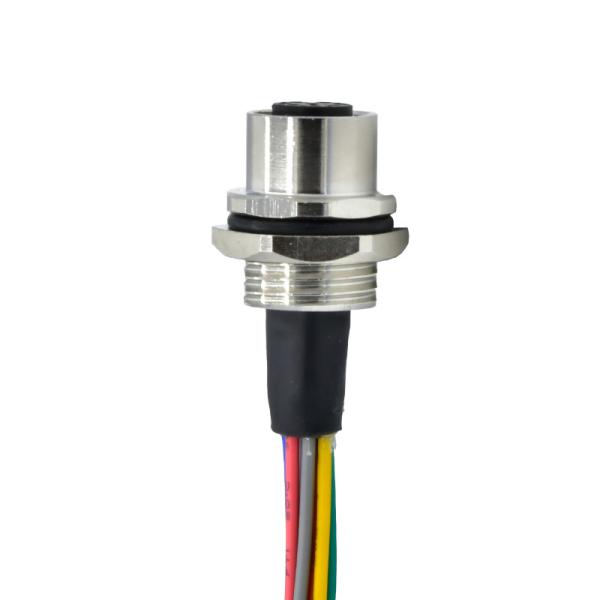 8 Positions M12 Waterproof Connector A Code Female Wall Panel Mounting Wire Connector