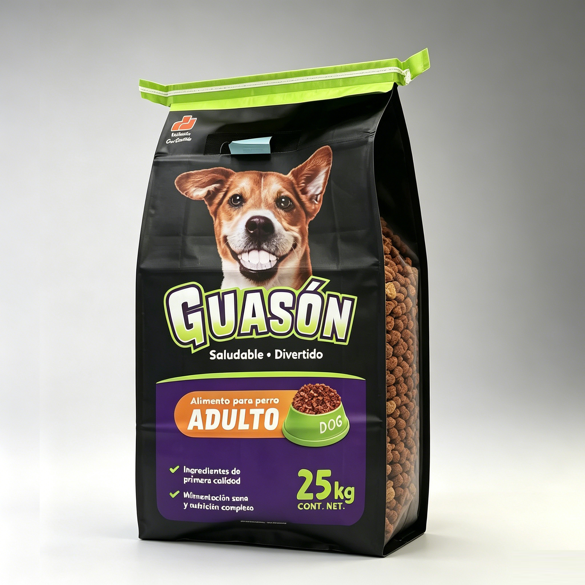 Custom Printed PP Woven Dog Food Bag With Easy Tear Strip | 25KG Heavy Duty Stand Up Sack For Adult Dry Dog Feed Bulk Packaging