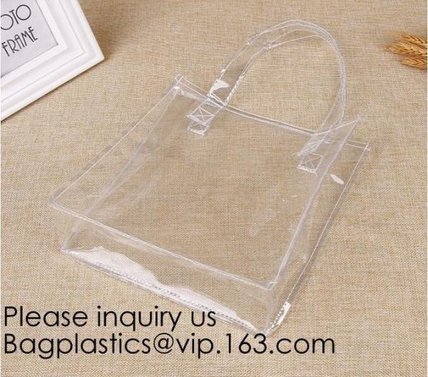 Manufacturer Custom Logo Transparent Clear PVC Plastic Portable Packaging Promotional Gifts Shopping Tote Bag, bagease