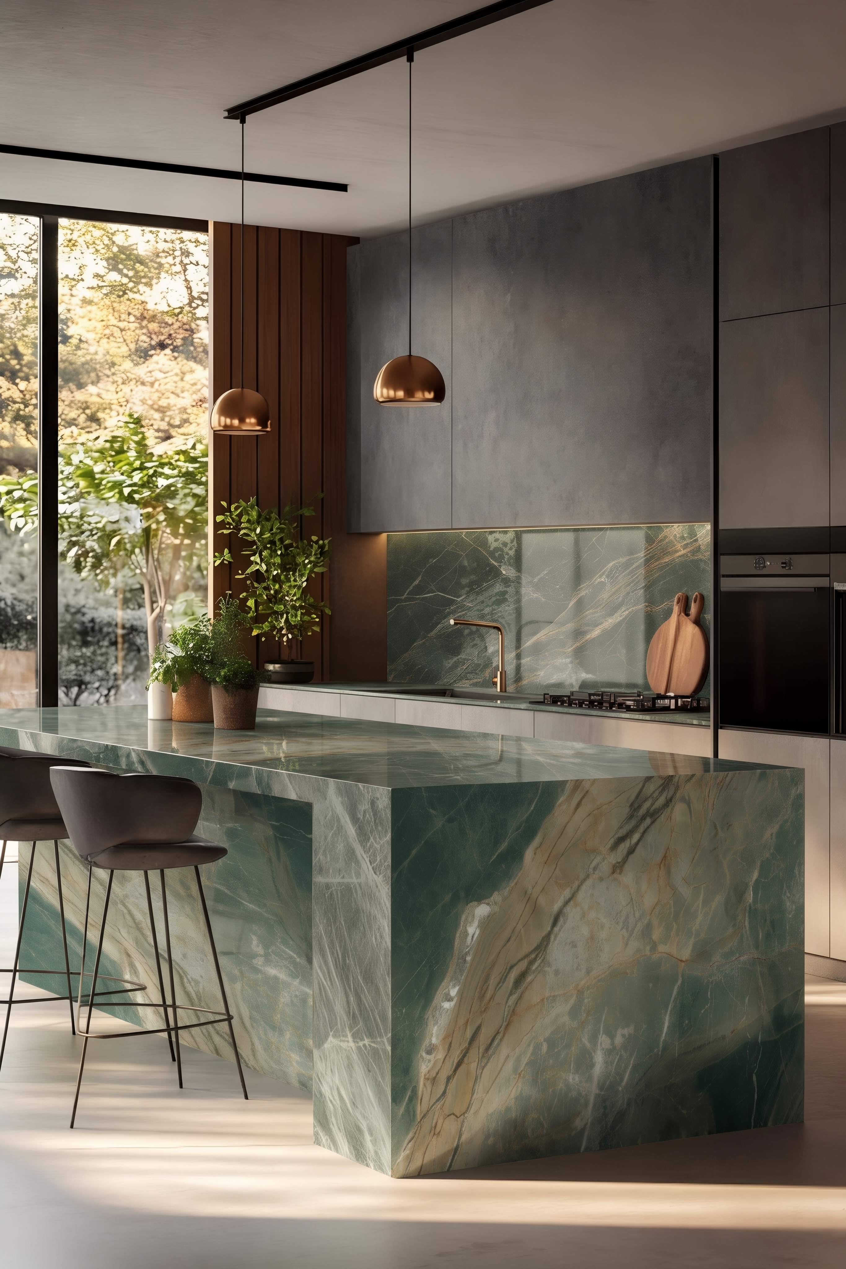 Stunning and Non-slip Green Polished 1600x3200x12mm Sintered Stone Slab AAA Grade for Project and Renovation