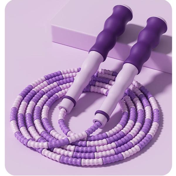 Фитнес скакалка фиолетового цвета, скакалка с мягкими шариками для детей