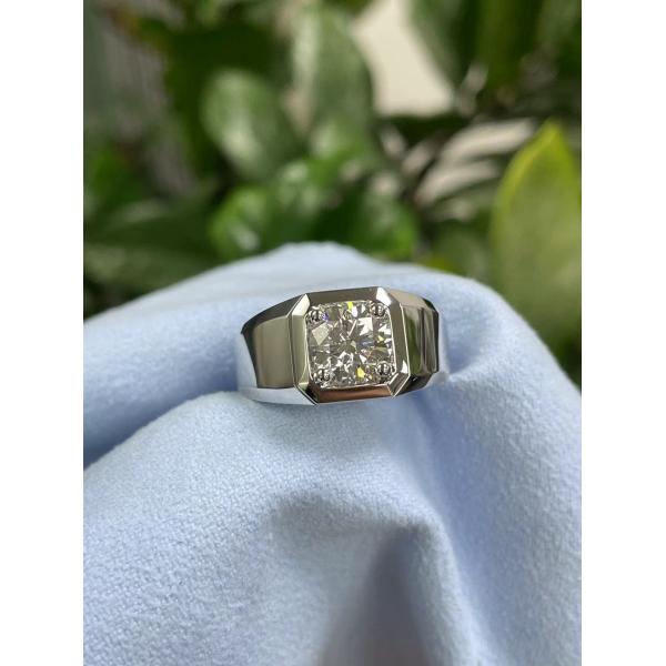 Лабораторно выращенное бриллиантовое мужское кольцо в 18K белое золото E цвет для помолвки и свадьбы