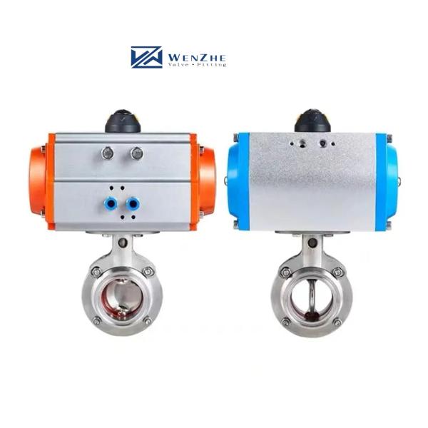 Sanitary Silver Stainless Steel 304 316 Pneumatic Welded/Clamp Butterfly Valve 3A