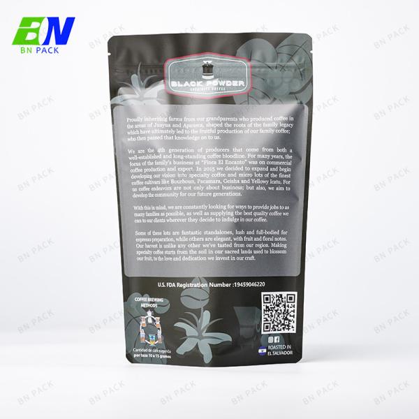 Bn Coffee Packaging Bag  PET PE Stand Up Pouch With Zipper