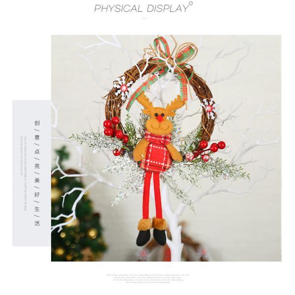 Plush Cloth and Plastic Christmas Pinecone Wreath for Outdoor Christmas Decorations