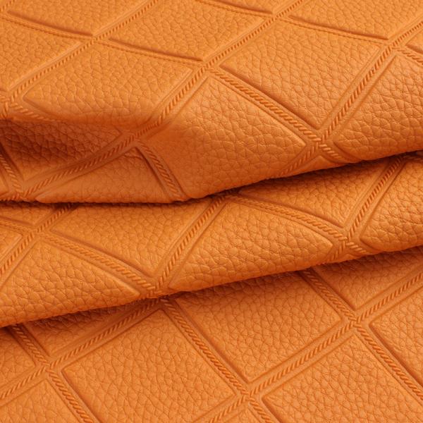 Élastique Litchi tissé à carreaux motif PVC faux tissu en cuir artificiel