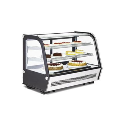Termostato de vidro curvado vitrina refrigerado mini bancada de Digitas da padaria