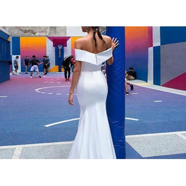 Long Tail White Satin Wedding Gown 2 In 1 Off Shoulder Satin Mermaid Fishtail