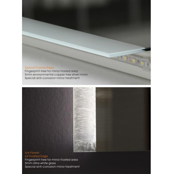 Стенная нагревательная панель светодиодного зеркала с 5 мм полированным серебром и опциональным светлым цветом