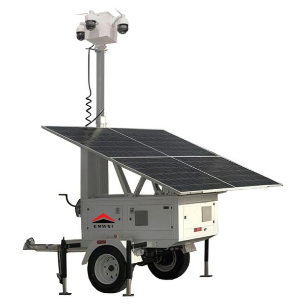 Solar Mobile Security Trailer With 6m Manual Mast For Public Events Monitoring