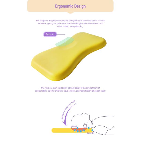 Washable Organic Cotton Baby Memory Foam Pillow 100% Polyurethane Core Soft
