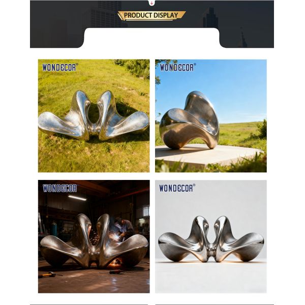 Large Outdoor Abstract Stainless Steel Sculpture 'Rhythm Wings'