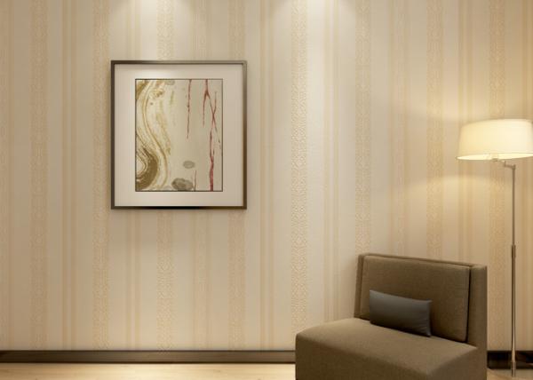 Removable Modern Striped Wallpaper for Home Decoration , Champagne Stripes Pattern