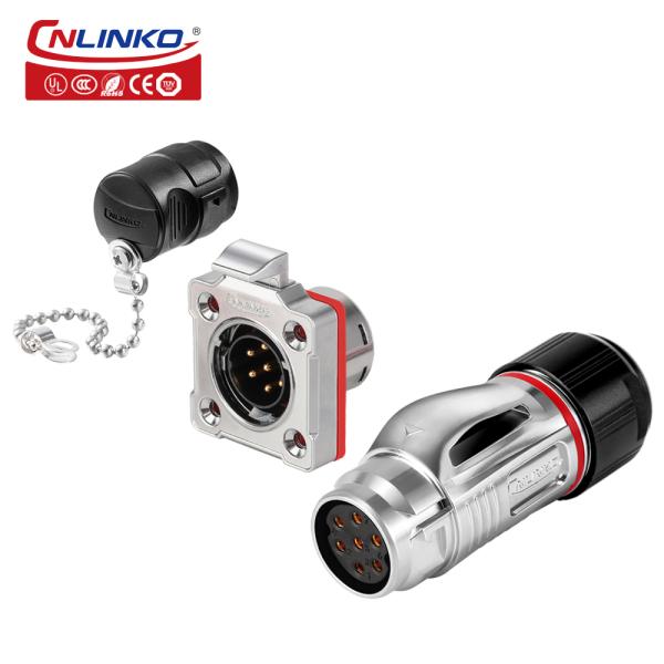 CNLINKO M20 7 Pin IP68 Waterproof Circular Solder Copper Pin Power Cable Type Connector Plug