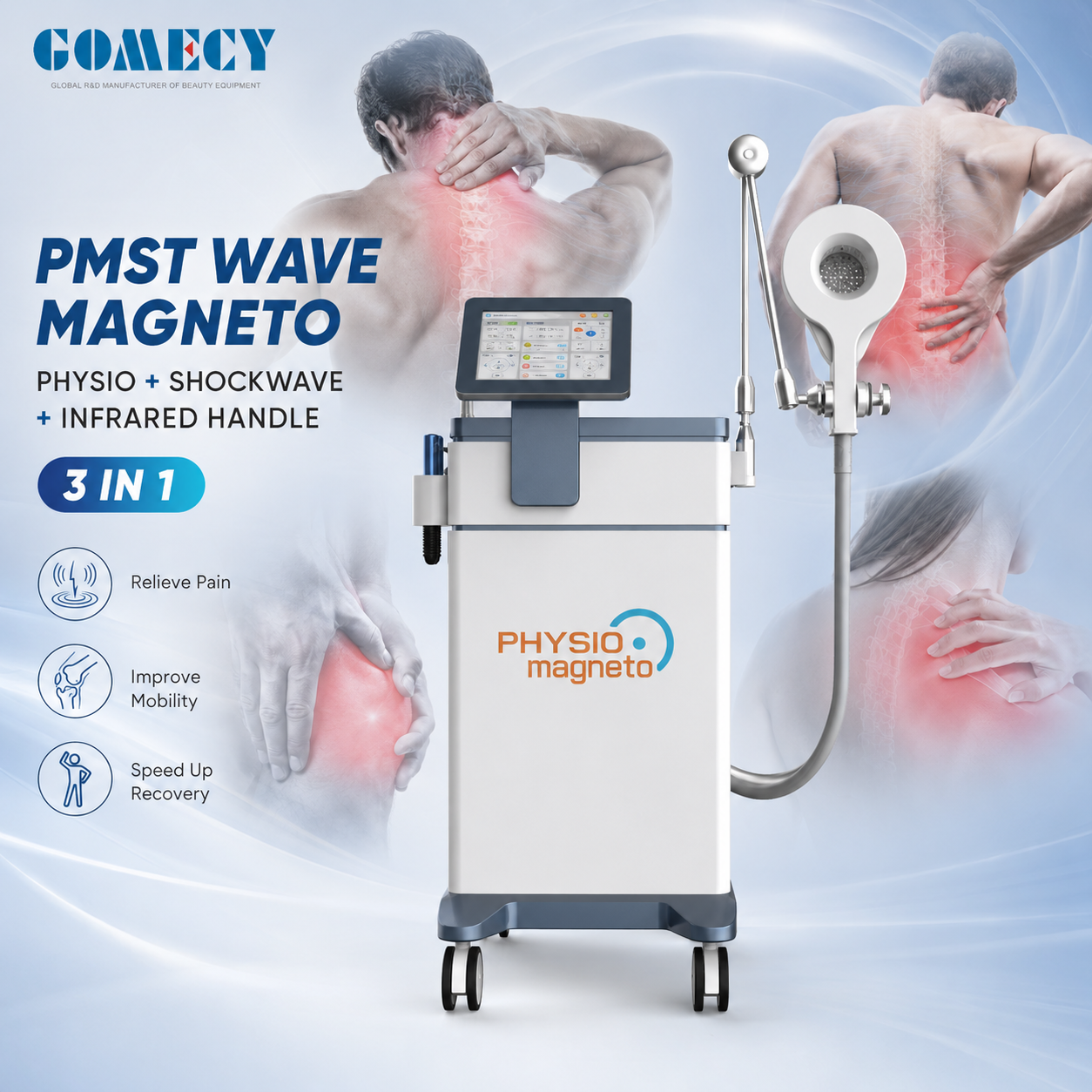 PMST Wave Magneto Shockwave Infrared Therapy Machine 3 in 1 Physiotherapy Rehabilitation Equipment