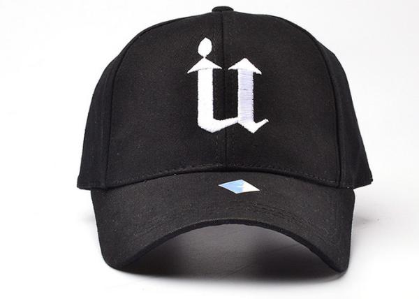 Black Modern Style Cotton Baseball Cap 3D Embroidery For Children / Adult Customized