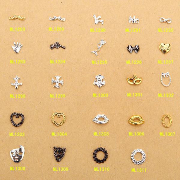 Chrome fashion 3D alloy Metal Nail Art Decoration Wholesale Nail Jewelry ML1288-1311