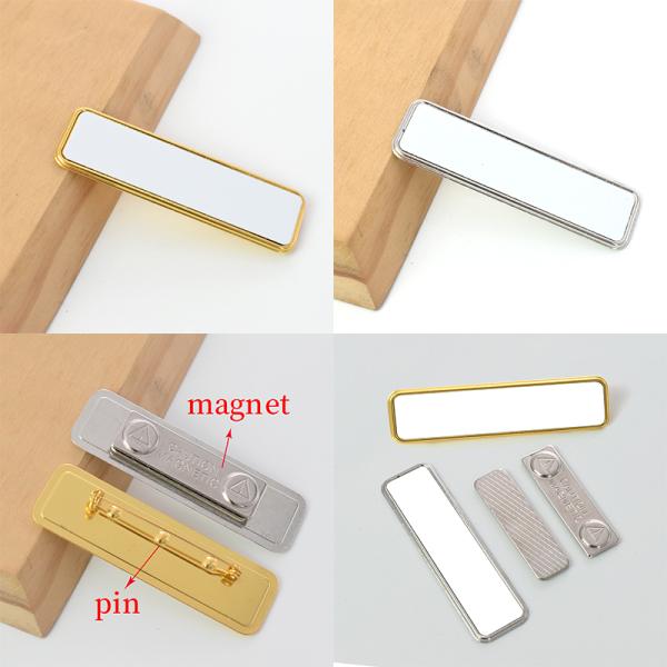En blanco de sublimación Rectangular de sublimación de metal Nombre de la insignia