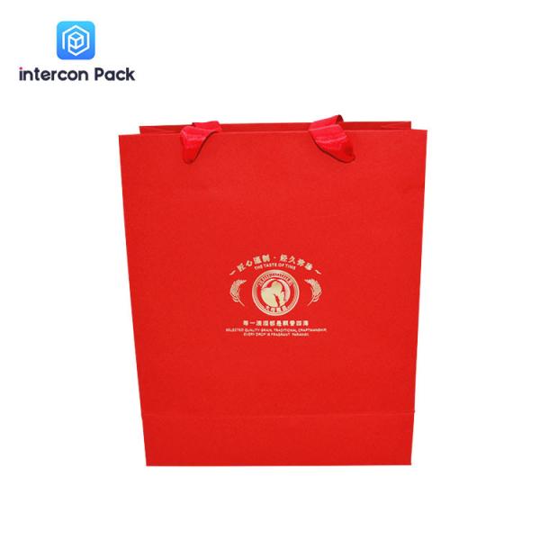 Red Kraft Paper Shopping Bags Eco Friendly FSC Certified With Handles