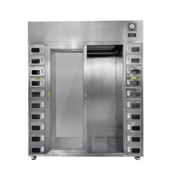 Stainless Steel Cleanroom Garment and Shoe Cabinet with Dual-Zone ISO 14644