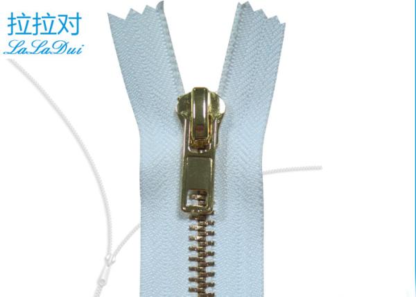 Long Metal 8# Golden Big Teeth Zipper Close End White Tape For Garment / Textile