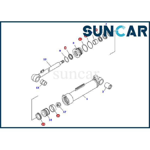707-99-34500 Dump Bucket Cylinder Seal Kit Komatsu WA100-3A Hydraulic Cylinder Service Kit