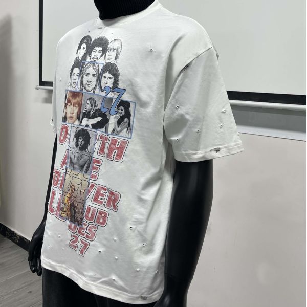 Custom Printed Graphic Cotton Heavyweight Oversize Summer Tshirt for Men Wholesale White Short Sleeved Crew Neck Boxy T-Shirt