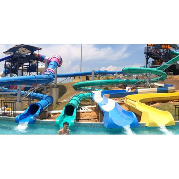 Multi-Slides Rainbow GRP Water Park Equipments , Custom Water Slides From Top Classic Water Park