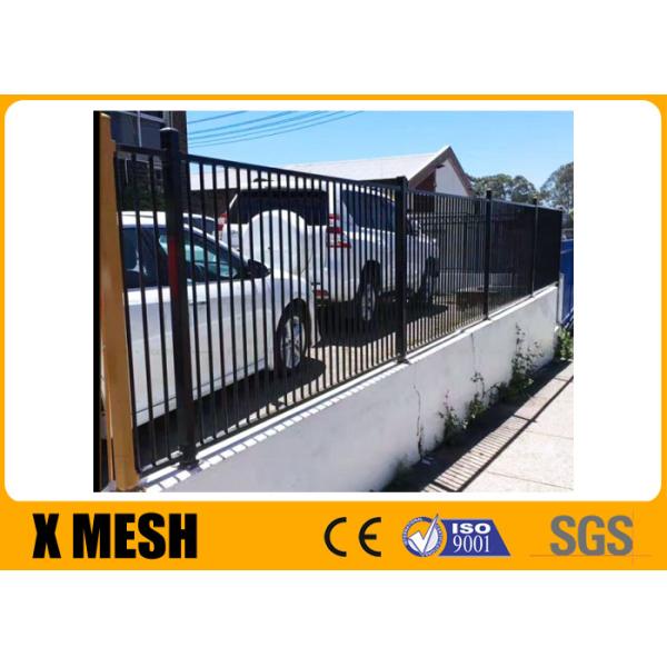 W 96'' H 72'' Decorative Metal Fences For itary Base 3 Rail
