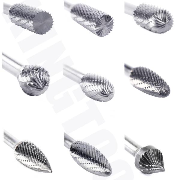 10 pièces de tungstène Carbide Burr Set 6 mm 1/4 Shank double coupe pour le bois métallique