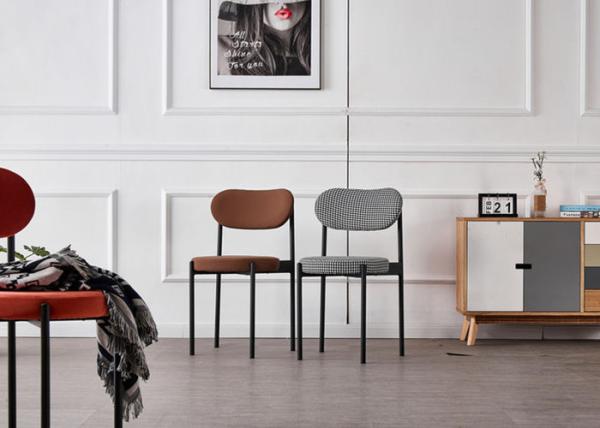 Popular Room Furniture Flannel 79CM Modern Black Metal Dining Chairs