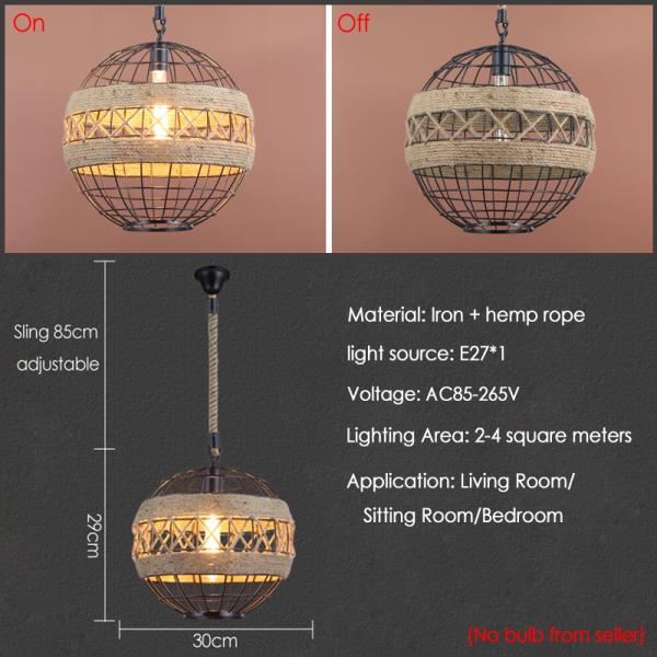 American Loft Rural  Rope Pendant Lamp Industrial Restaurant Bar Cafe Light Pendant Lamp(WH-VP-122)