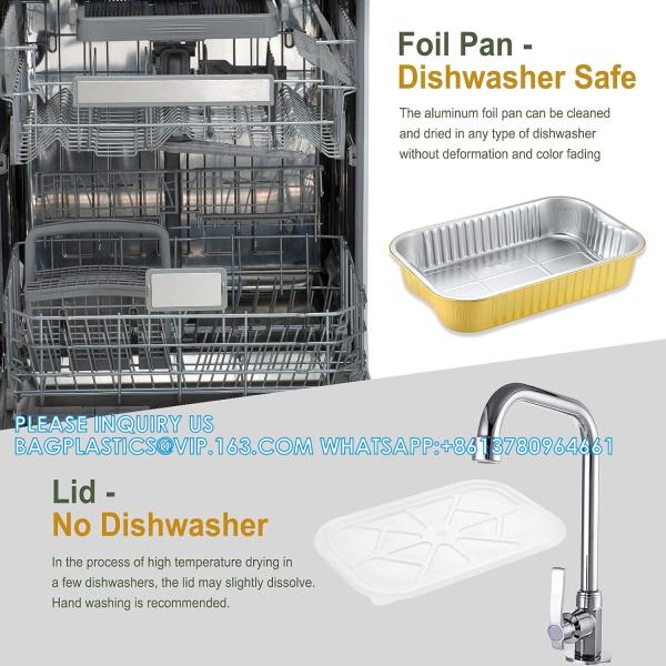 3500ml/7.5LB, Sturdy Aluminum Foil Pans With Lids For Cooking, Baking, Reheating, Freezer, Oven, Recyclable