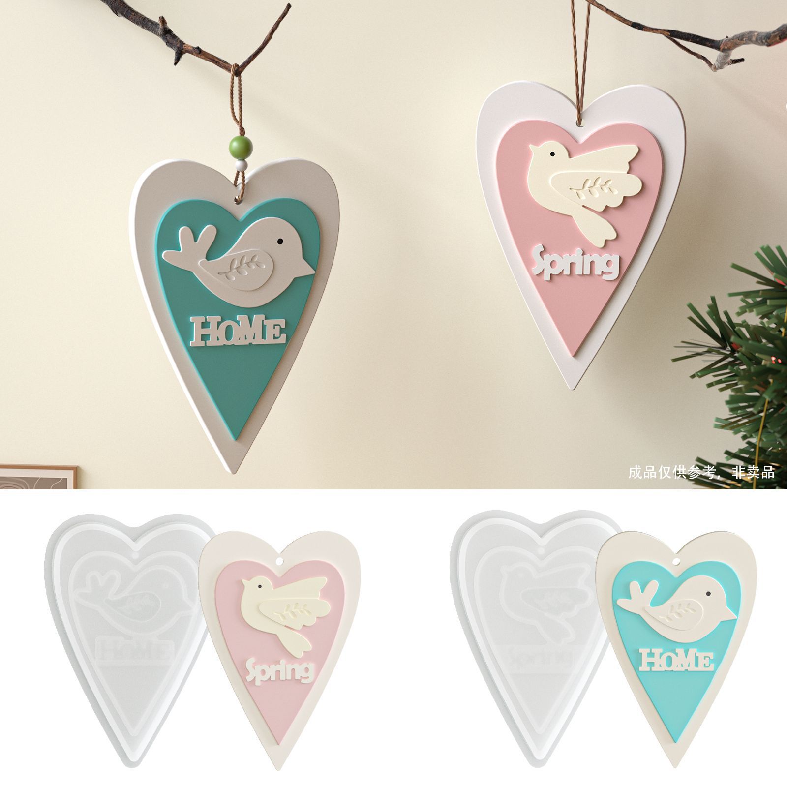 DIY Easter Love Bird Letter Home English Spring Listing Gypsum Silicone Mold