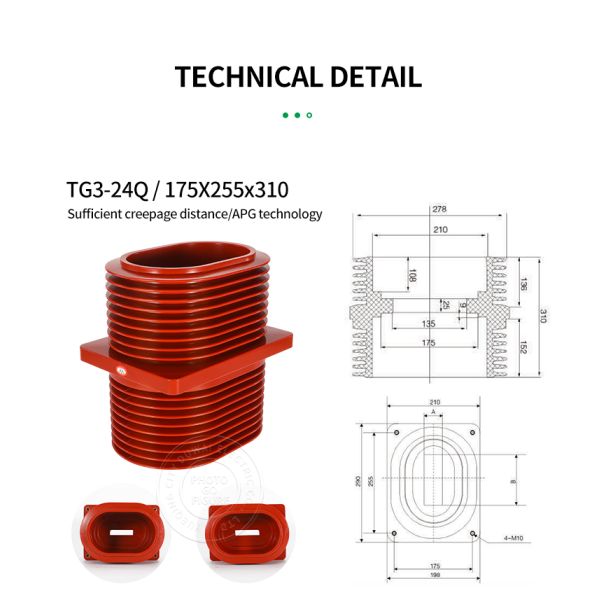 DOWE TG3-24Q 175×255×310 is a high-quality epoxy resin insulated wall bushing engineered for 24kV indoor high-voltage switchgear