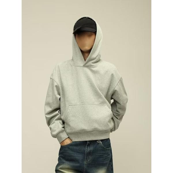 Men's Fleece Hoodie Cotton Heavy Weight Cropped Shoulder Boxy Tracksuits Hoodies For Men