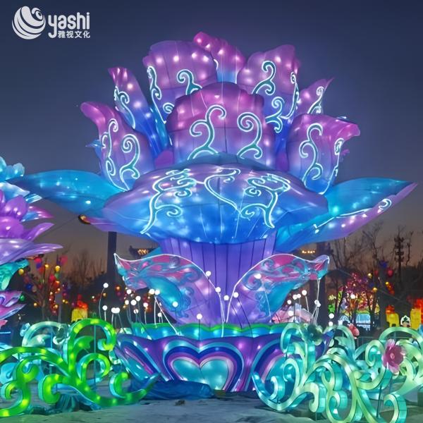 Chinese Festival LED Zigong Lantern Large Artificial Flower Sculpture Detachable