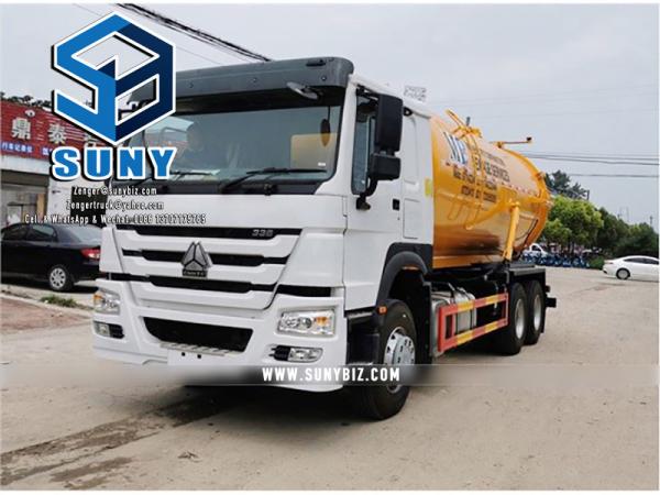 Sinotruk HOWO 15000L Vacuum Sewage  Suction Tank Truck 6x4 15 m3 Sucking Tanker Truck with Jurop Vacuum Pump