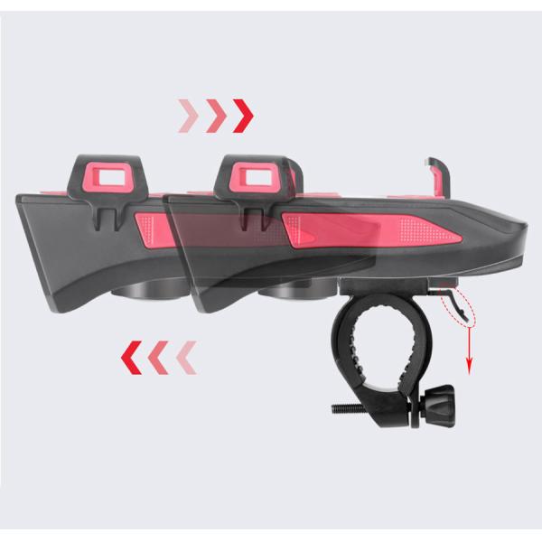 USB Rechargeable LED Bike Headlight Bike Horn Phone Holder Powerbank for Night Riding