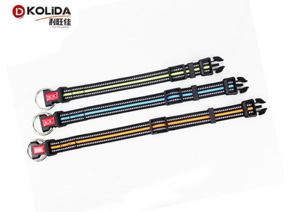 Strong Padded Dog Collars Easy Re - Sizing With Orange / Green / Blue Color